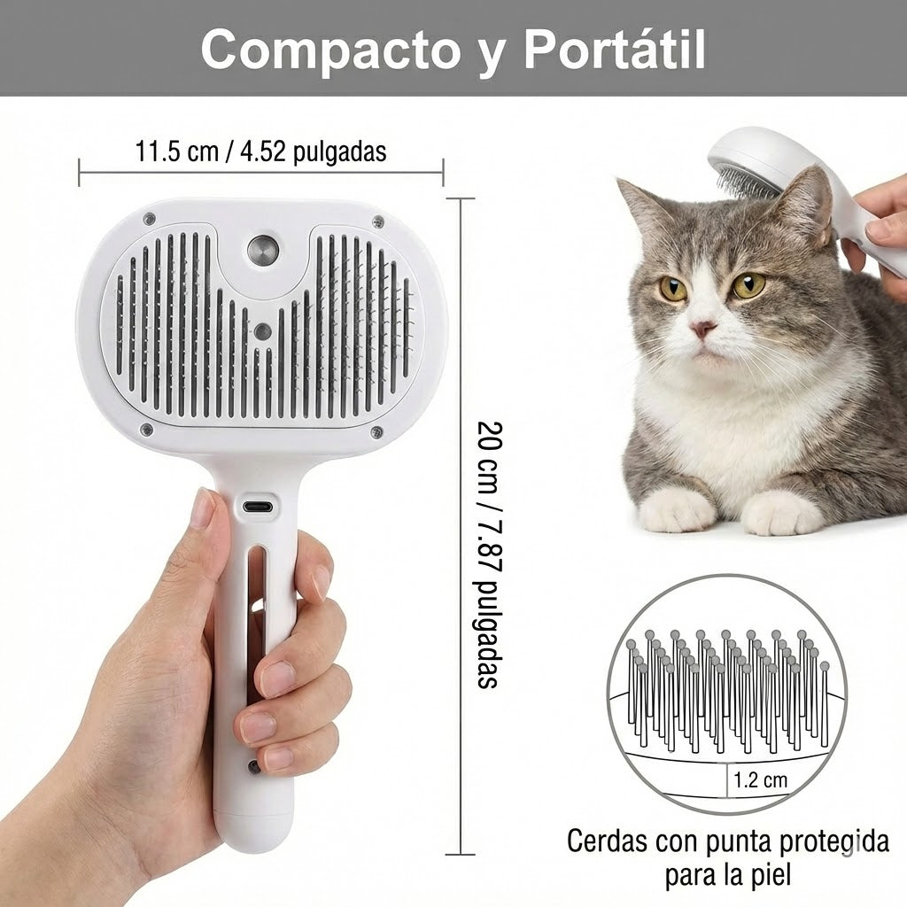 Cepillo de Vapor "Anti-Pelos" 3 en 1 [Masajea + Limpia + Deslanada]